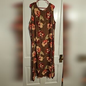 Sag Harbor Reversable Brown Floral Sleeveless Maxi Dress